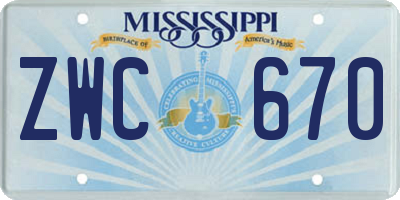 MS license plate ZWC670