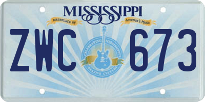 MS license plate ZWC673