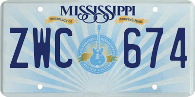 MS license plate ZWC674