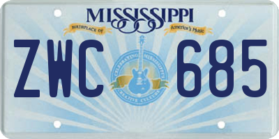 MS license plate ZWC685