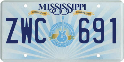 MS license plate ZWC691