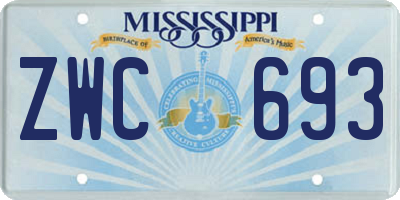 MS license plate ZWC693