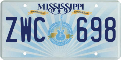 MS license plate ZWC698