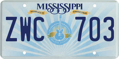 MS license plate ZWC703