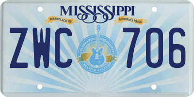 MS license plate ZWC706