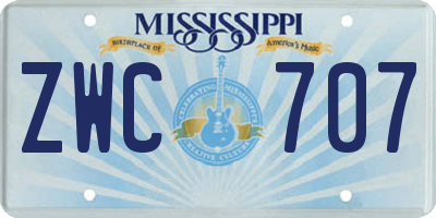 MS license plate ZWC707