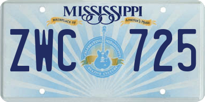 MS license plate ZWC725