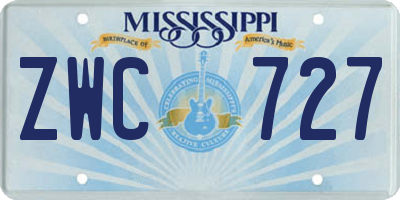 MS license plate ZWC727