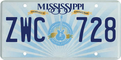 MS license plate ZWC728