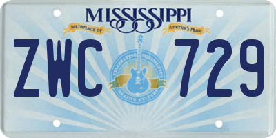 MS license plate ZWC729