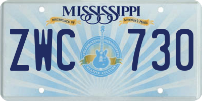 MS license plate ZWC730