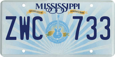 MS license plate ZWC733