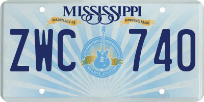 MS license plate ZWC740