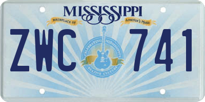 MS license plate ZWC741