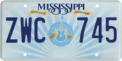MS license plate ZWC745