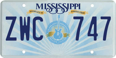MS license plate ZWC747