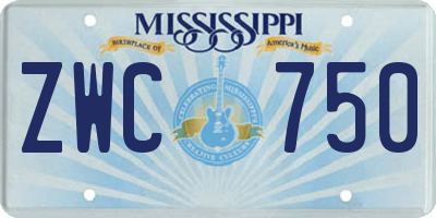 MS license plate ZWC750