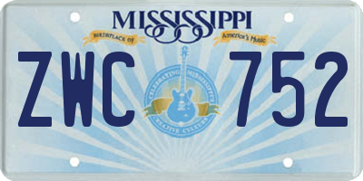 MS license plate ZWC752