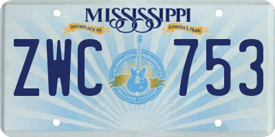 MS license plate ZWC753