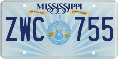 MS license plate ZWC755