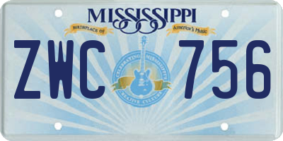 MS license plate ZWC756
