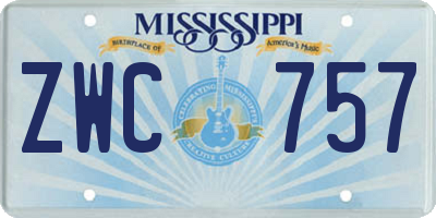 MS license plate ZWC757