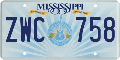 MS license plate ZWC758
