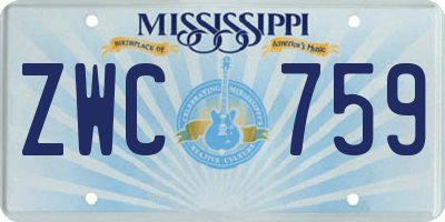 MS license plate ZWC759