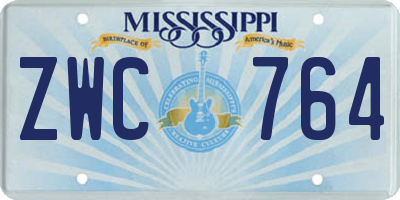 MS license plate ZWC764