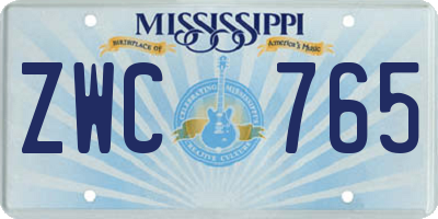 MS license plate ZWC765
