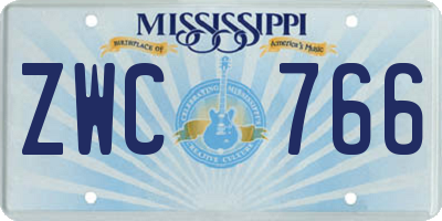 MS license plate ZWC766