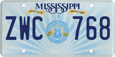 MS license plate ZWC768