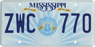 MS license plate ZWC770