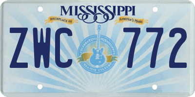 MS license plate ZWC772