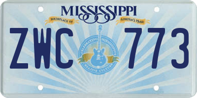 MS license plate ZWC773