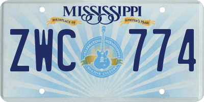 MS license plate ZWC774