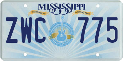 MS license plate ZWC775