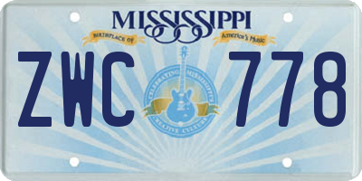 MS license plate ZWC778