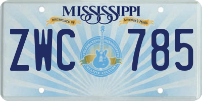 MS license plate ZWC785