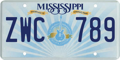 MS license plate ZWC789