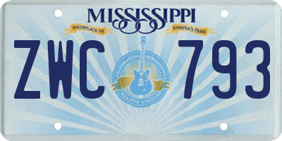 MS license plate ZWC793