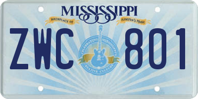 MS license plate ZWC801