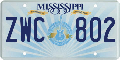 MS license plate ZWC802