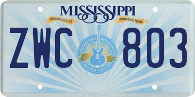 MS license plate ZWC803