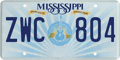 MS license plate ZWC804