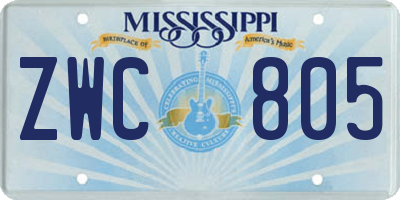 MS license plate ZWC805