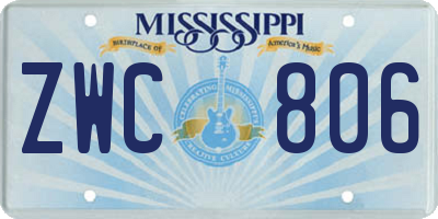 MS license plate ZWC806
