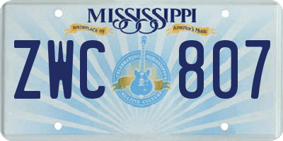MS license plate ZWC807