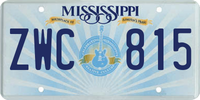 MS license plate ZWC815