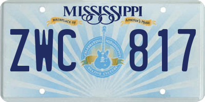 MS license plate ZWC817